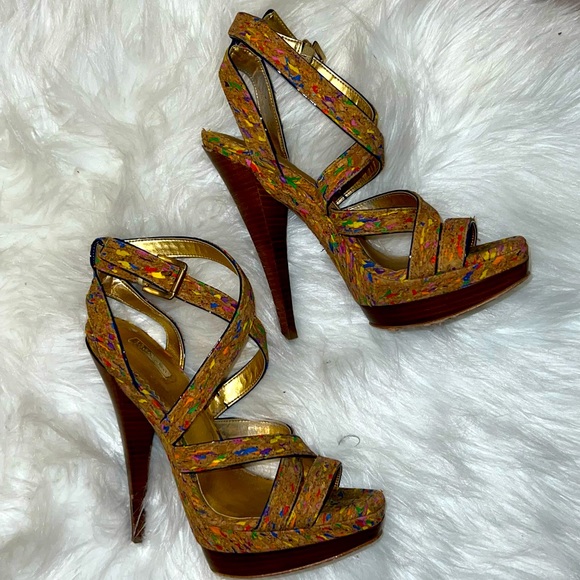Report Signature Cork Multicolor Strappy Heel - Picture 2 of 5